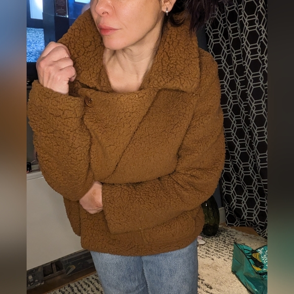 Jack by BB Dakota Soft Skills Camel Tan Sherpa Moto Jacket size Large - Picture 7 of 11